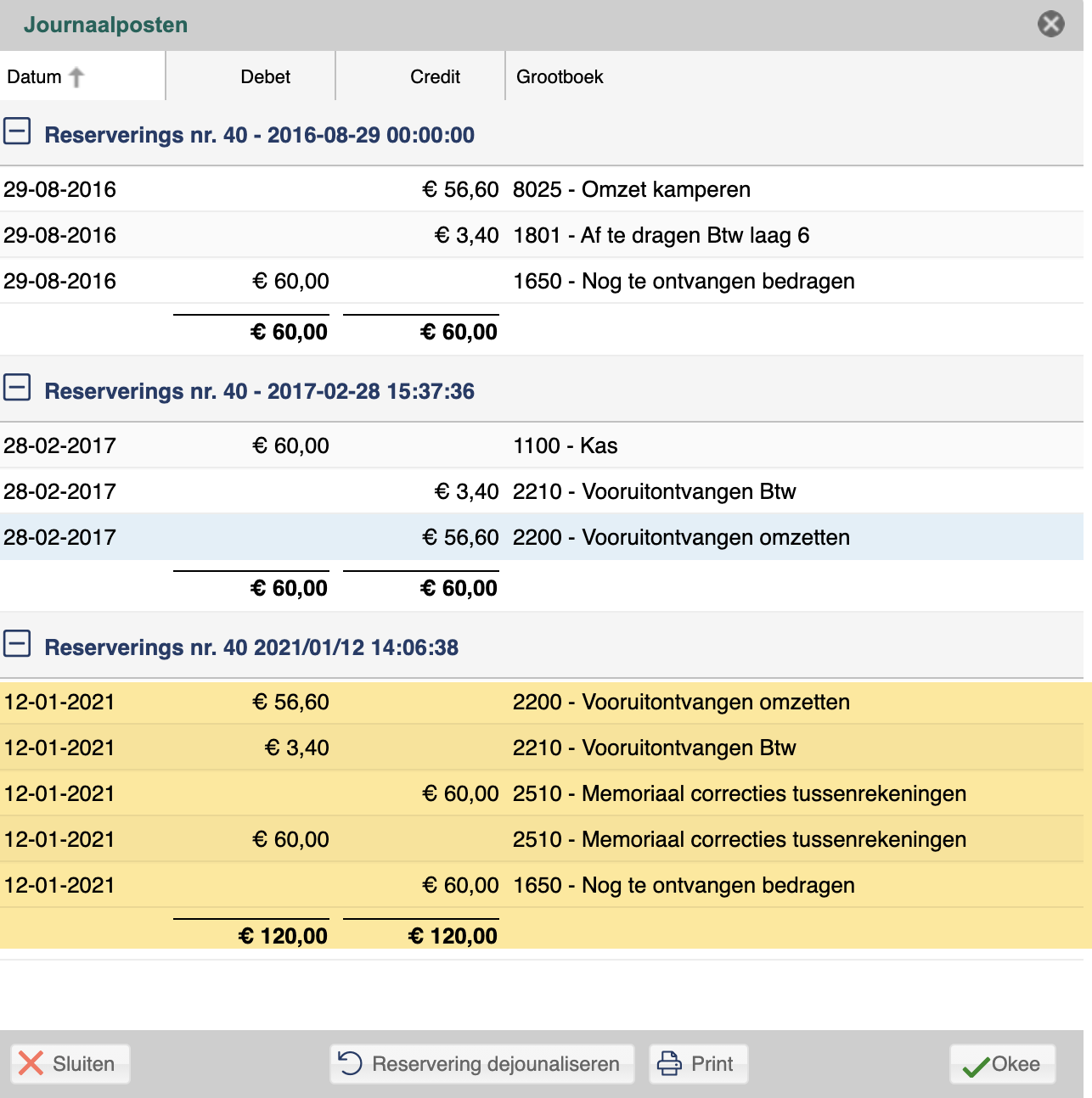 Corrigeren Journaalposten Tommybookingsupport